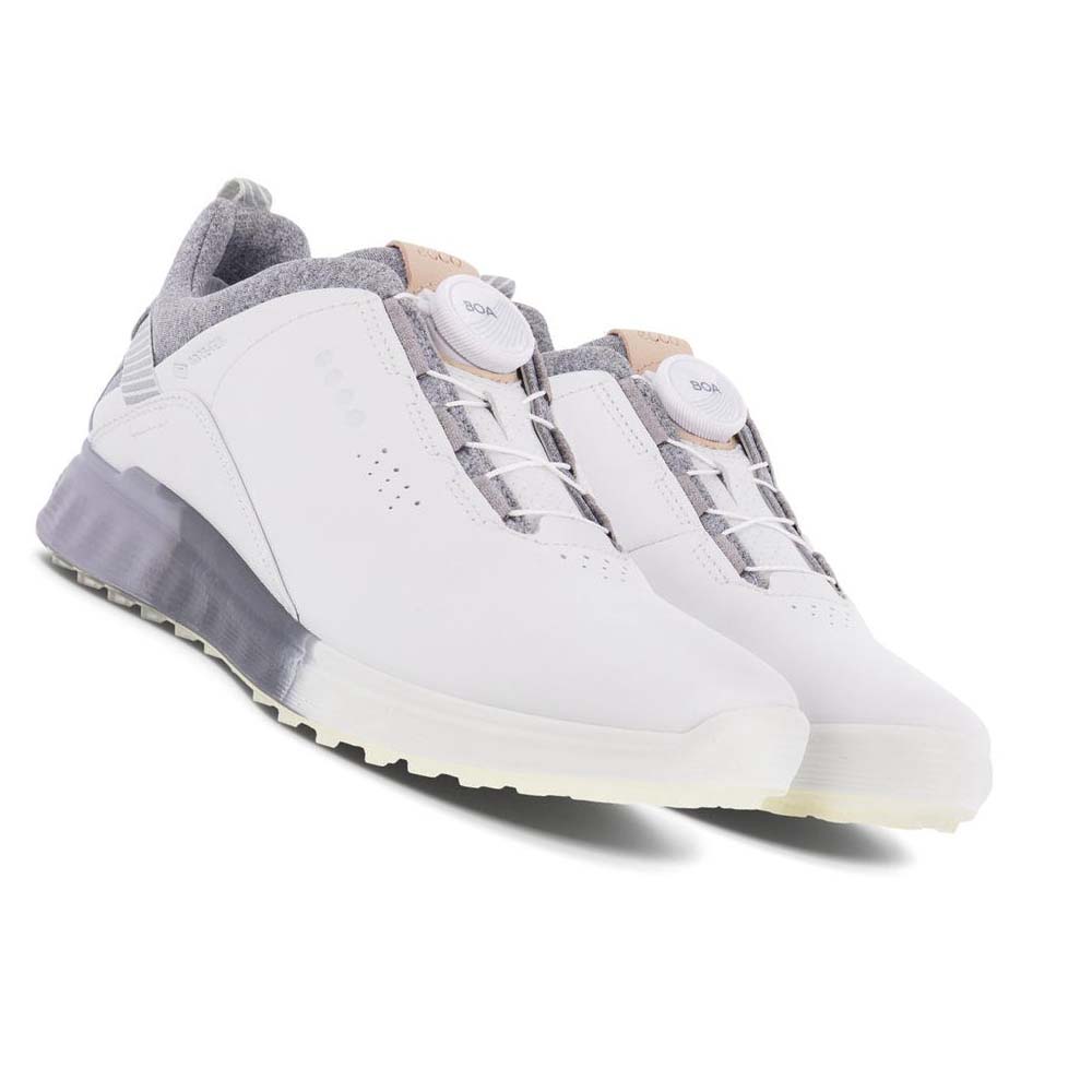 Women's Ecco S-three Boa Golf Shoes White / Silver | USA 130DFM